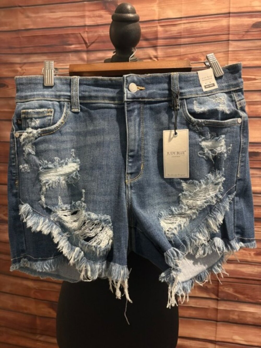 Judy Blue Tulip Hem Distressed Shorts JB15232MD XL NWT